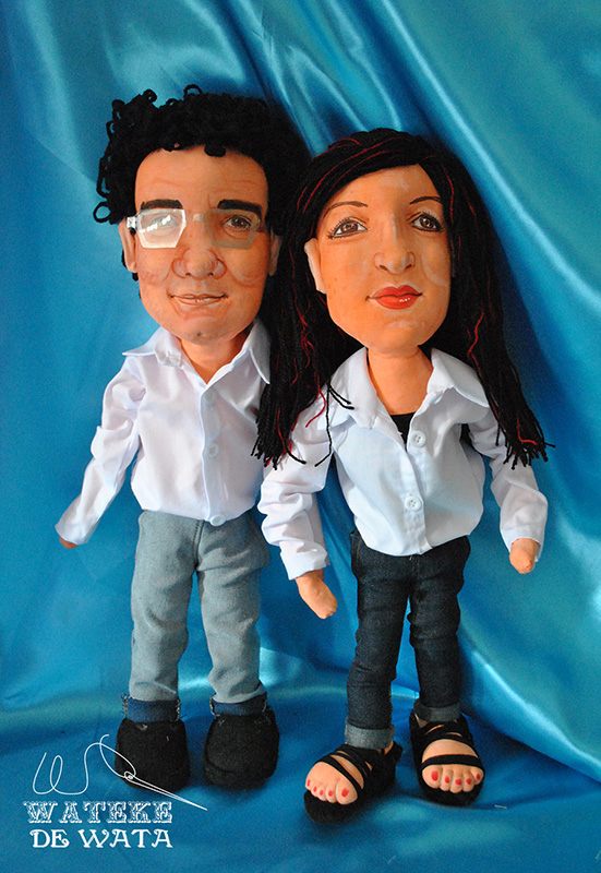 figuras de trapo hechas a mano personalizadas con cara de pareja